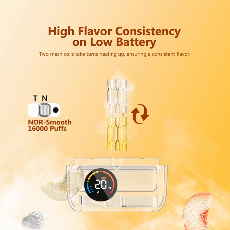 Vape Desechable Flujo De Aire Ajustable 16000 Bocanadas Dos Modos De Trabajo