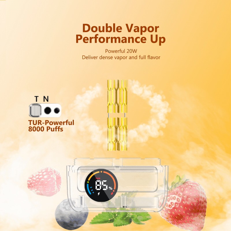Vape Desechable Flujo De Aire Ajustable 16000 Bocanadas Dos Modos De Trabajo