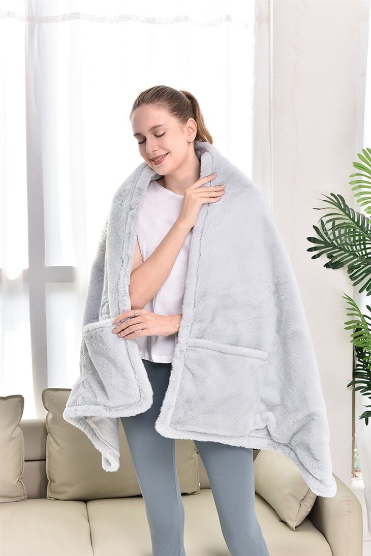 Faux rabbit fur heated blankets