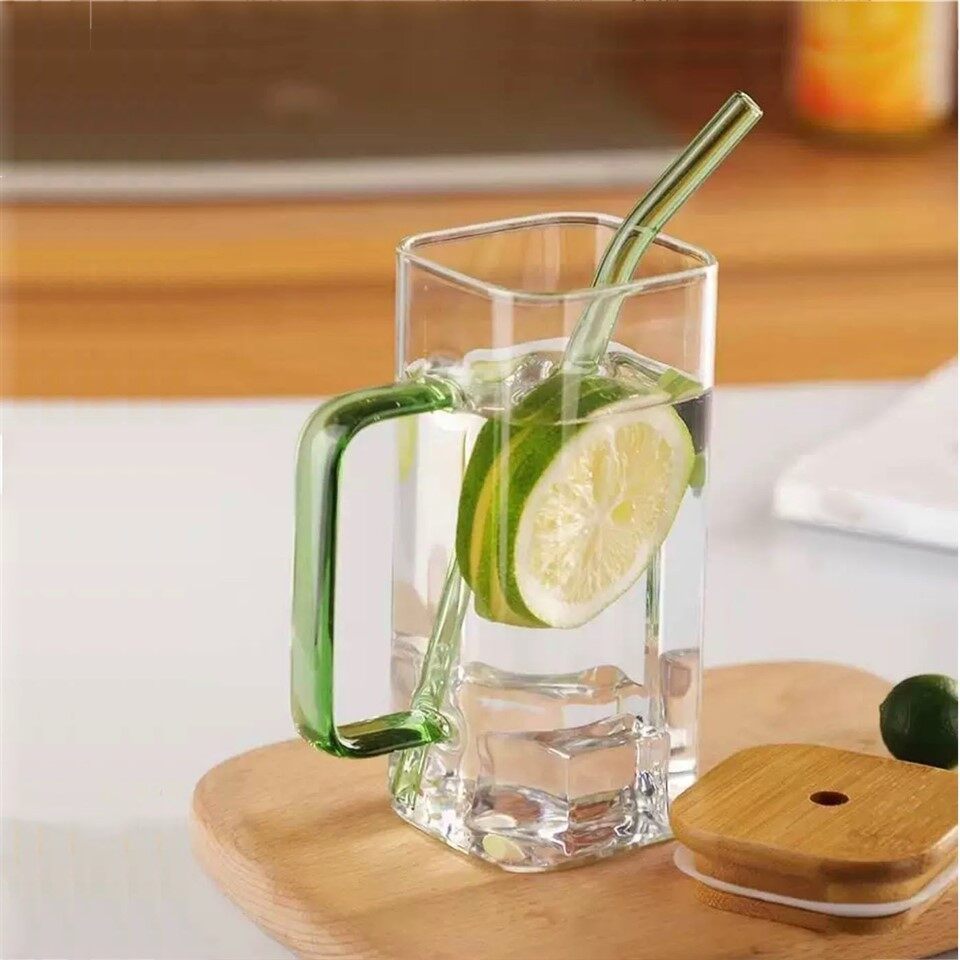 Glass Jar With Wooden Lid And Straw