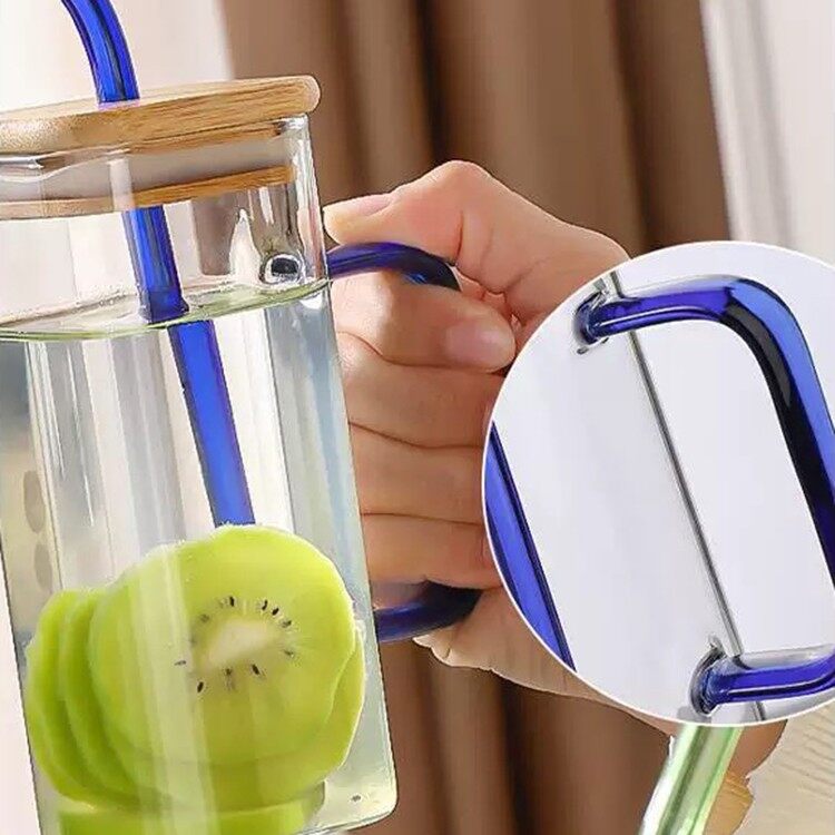 Glass Jar With Wooden Lid And Straw