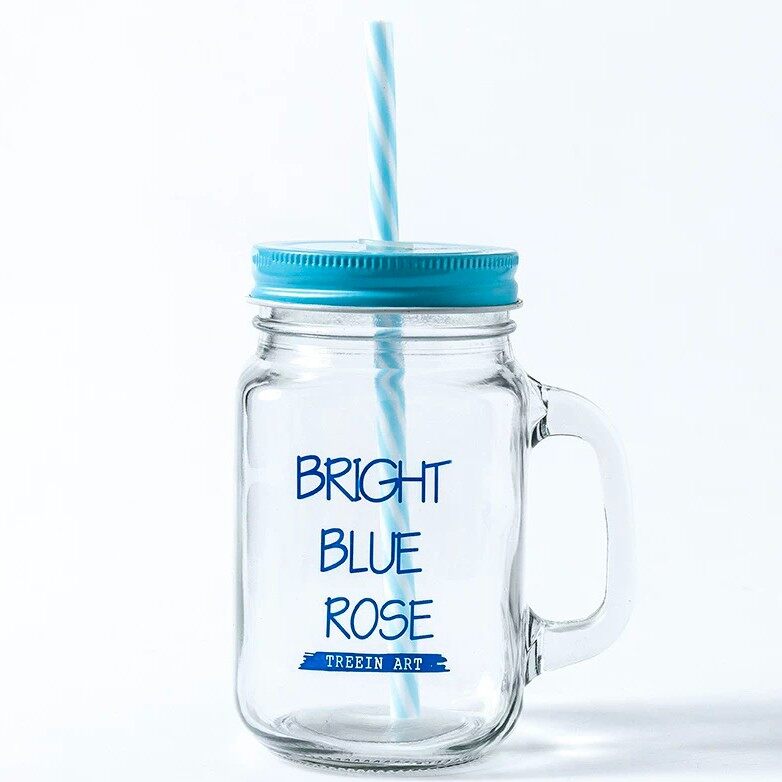 Glass Mason Jar With Straw