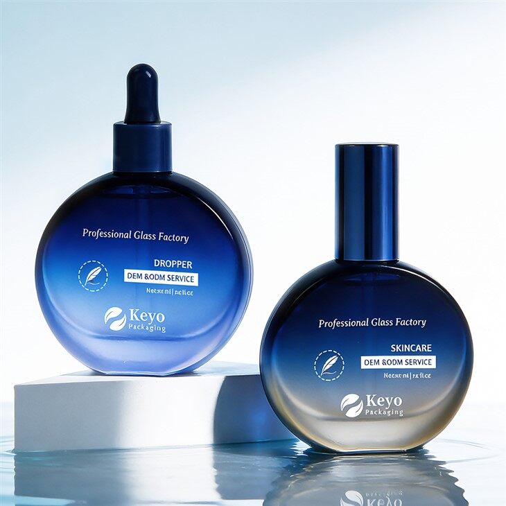 30 ml-es lapos, kerek üveg esszencia flakon