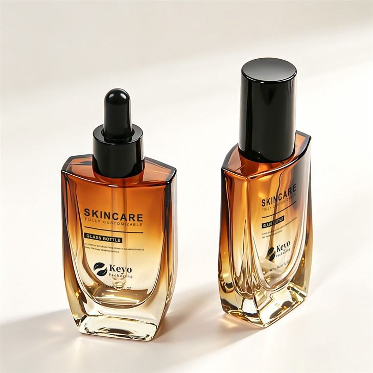 Luxury Gradient Amber Glass Serum Bottle high quality