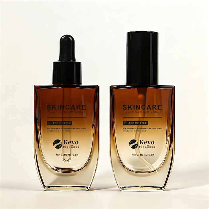 Luxury Gradient Amber Glass Serum Bottle suppliers