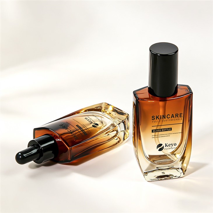 Luxury Gradient Amber Glass Serum Bottle manufacturers