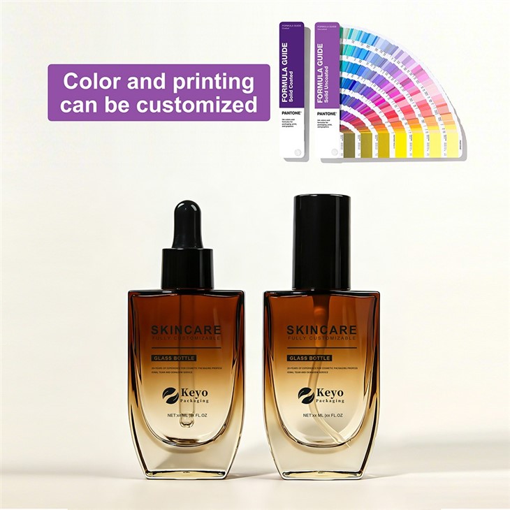 Luxury Gradient Amber Glass Serum Bottle manufacturers