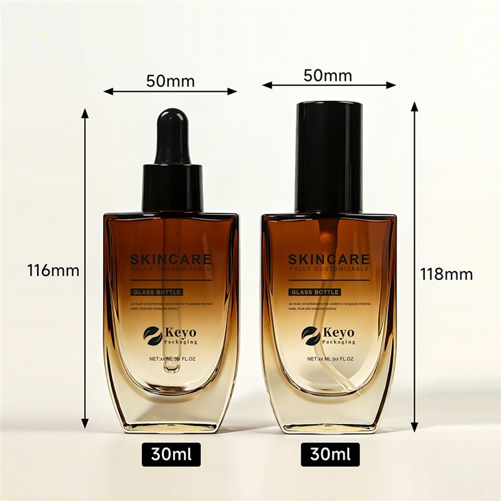 Luxury Gradient Amber Glass Serum Bottle factory