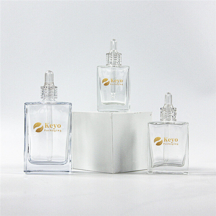 स्क्वायर ग्लास ड्रॉपर बोतल