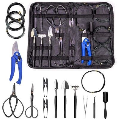 Kit de herramientas de recorte de bonsái de 16 piezas
