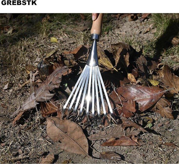 Stainless Steel Garden Leaf Rake-2
