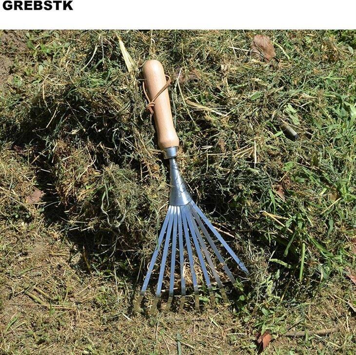Stainless Steel Garden Leaf Rake-3