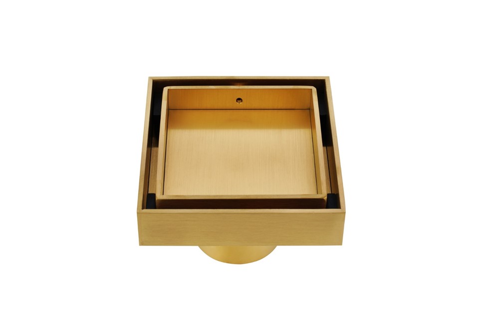 3mm Square Stainless Steel Floor Drain Brushed Gold factory
