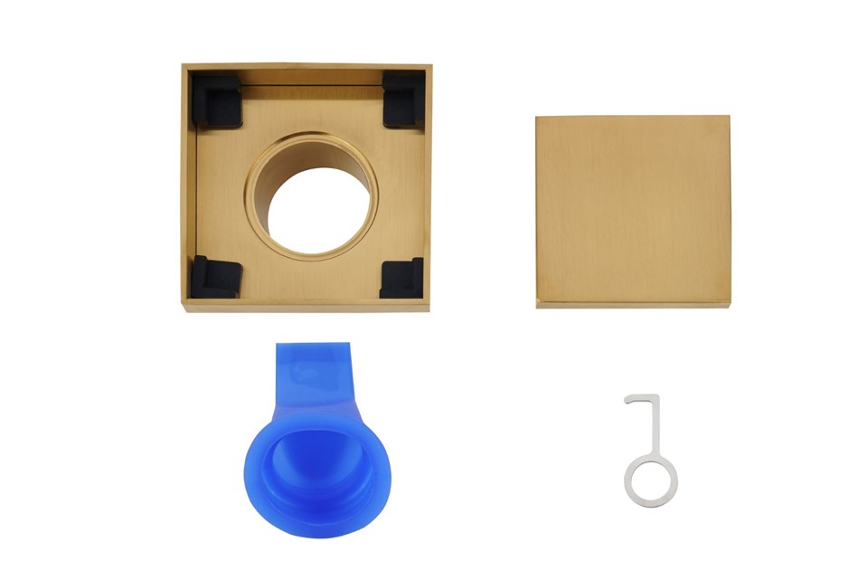 3mm Square Stainless Steel Floor Drain Brushed Gold high quality