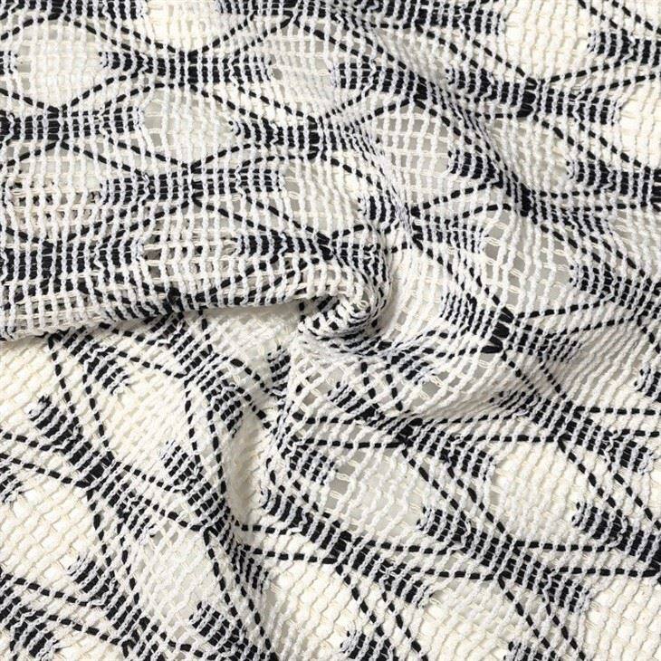 Black And White Diamond Openwork Crochet Fabric