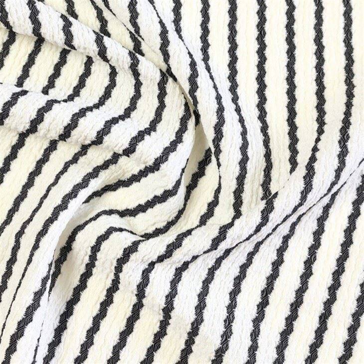 Black And White Stripe Tricot Crepe Fabric