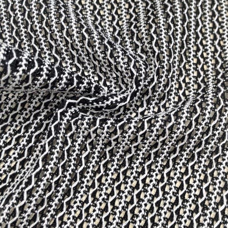 Black And White Wave-pattern Crochet Fabric suppliers