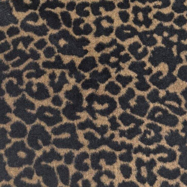 Black Leopard Coating Wool Blend Fabric