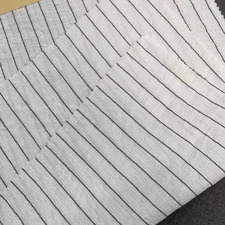 black striped poly imitation linen fabric 2