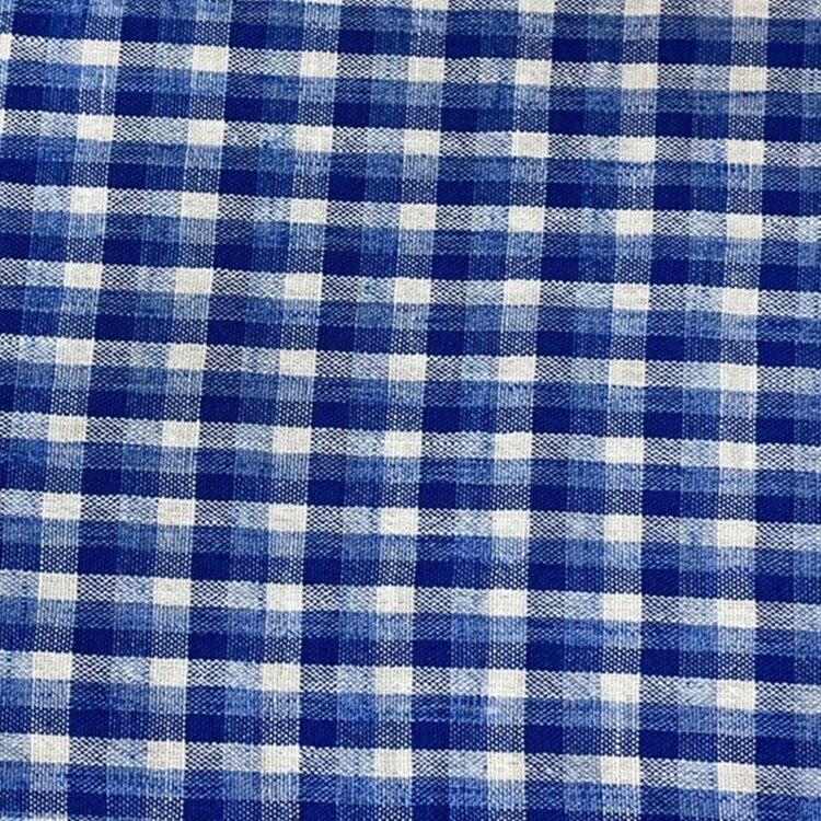 blue check poly imitation linen fabric 2