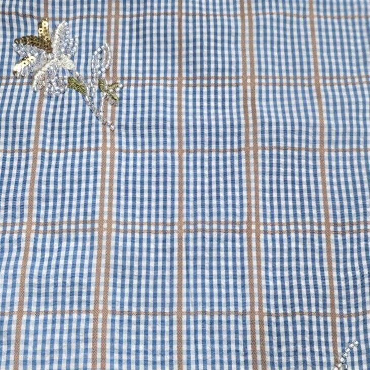 بلیو پلیڈ سوت - ڈائیڈ سیکن کڑھائی کے تانے بانے