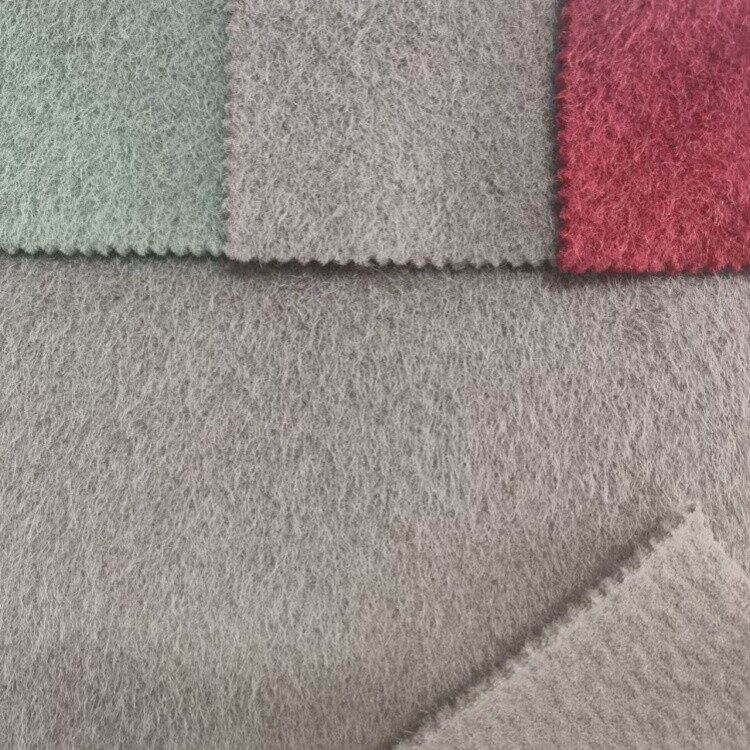 brown faux wool coat knit fabric 3