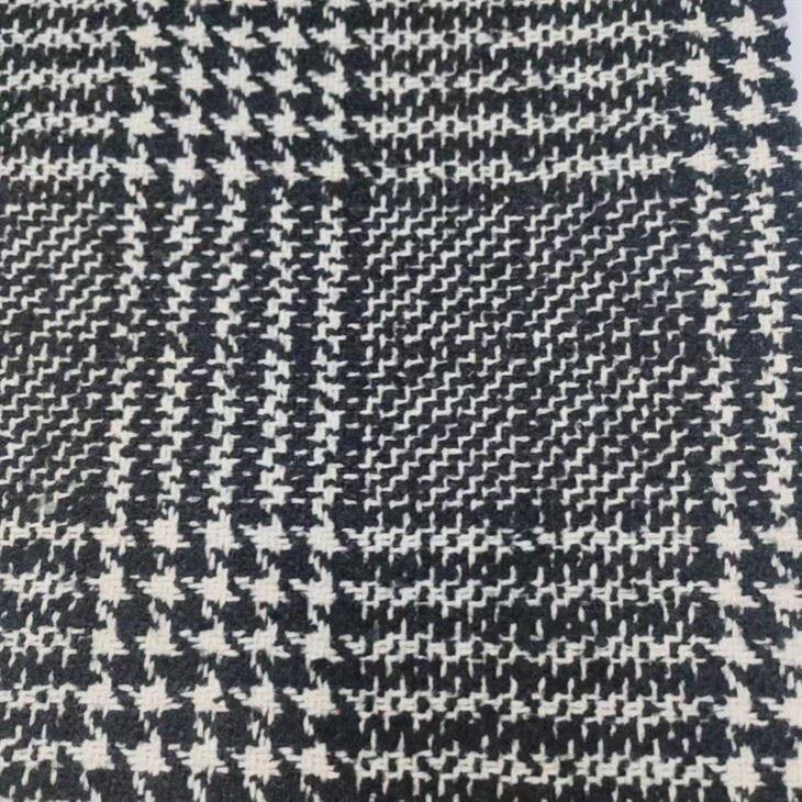Classic Black And White Wool Check Fabric