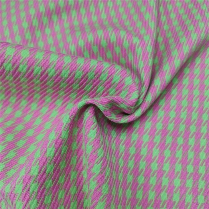 Värviline Houndstooth Check Poly Rayoni veniv kangas