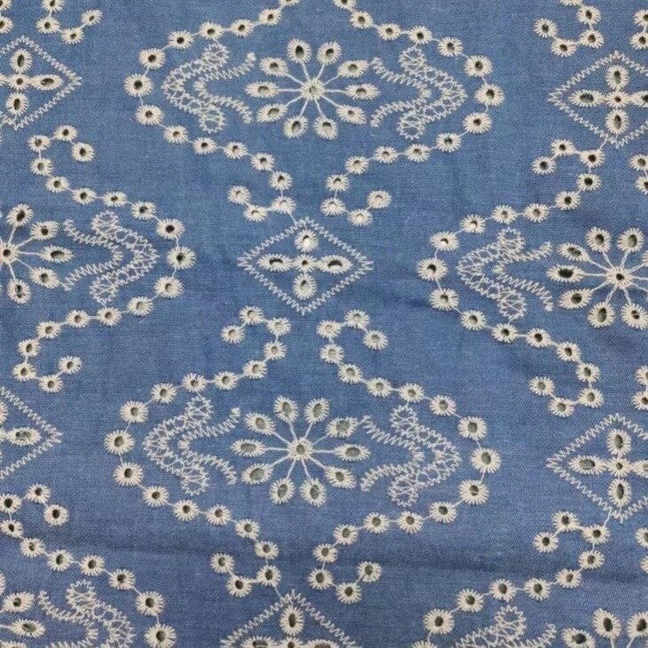 cotton denim embroidered fabric 5