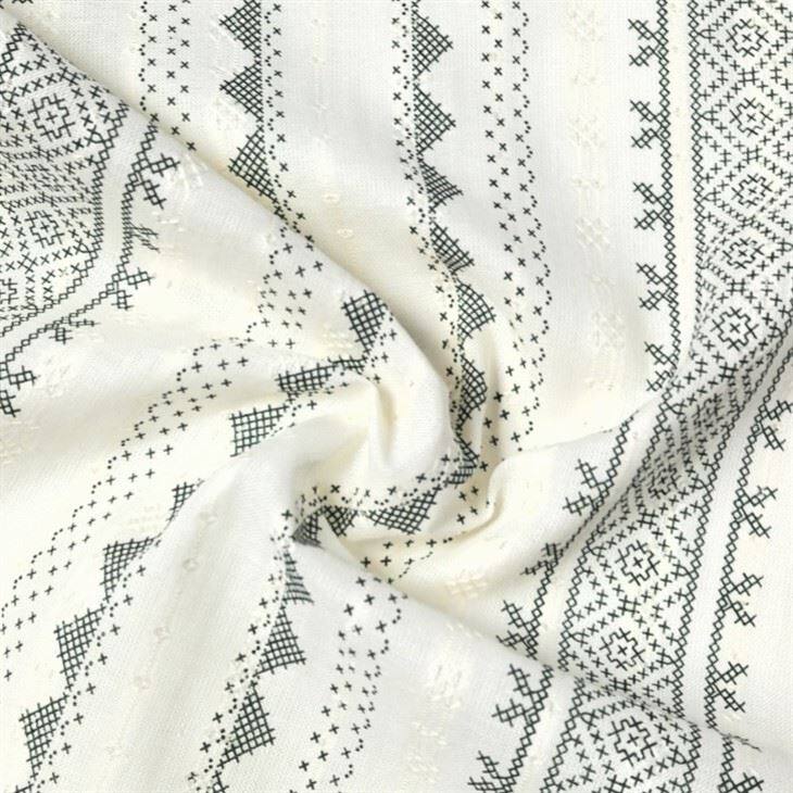 Хлопковая зеленая геометрическая ткань при печати