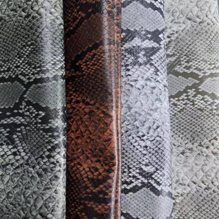 embossed snake skin PU fake leather fabric 3