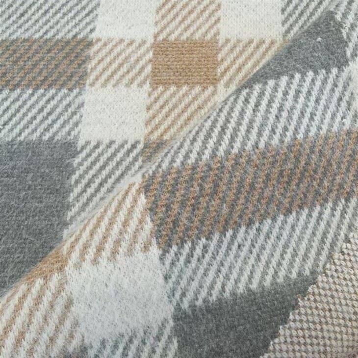 Faux Mohair Check Jacquard Knit Fabric