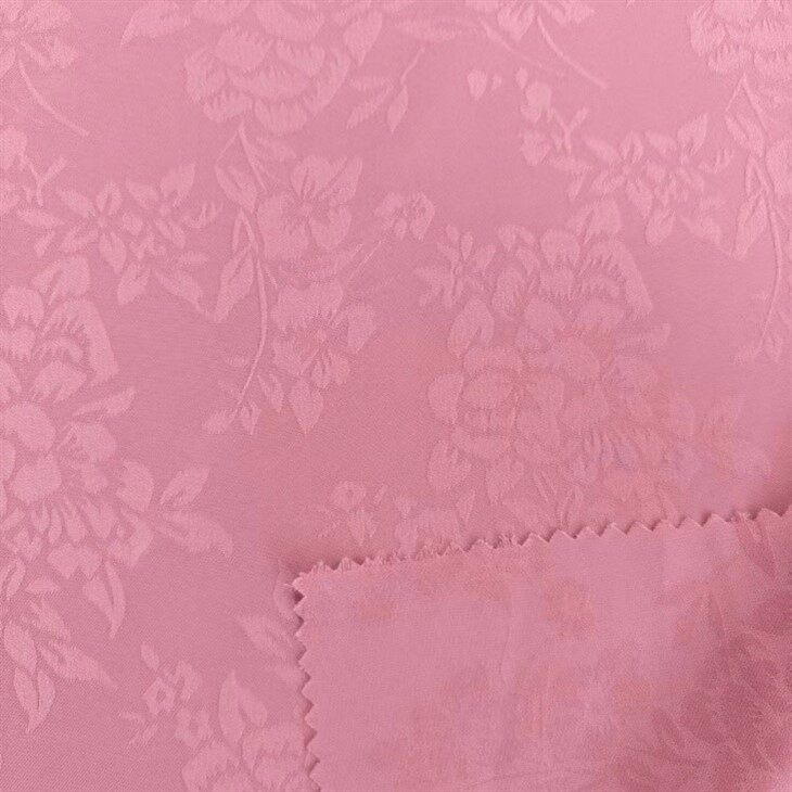 pink floral polyester sateen fabric