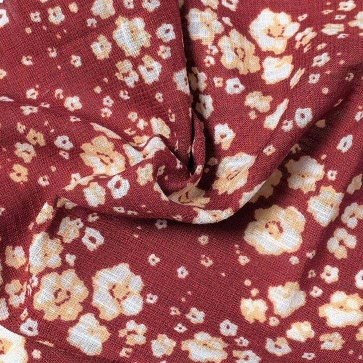 Floral Print Red Fabric