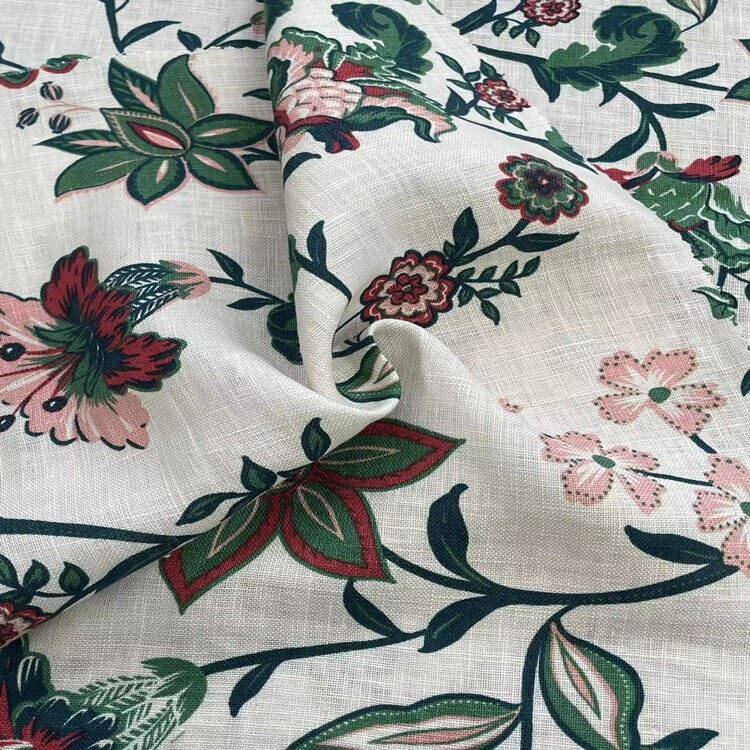 floral pure linen print fabric 2