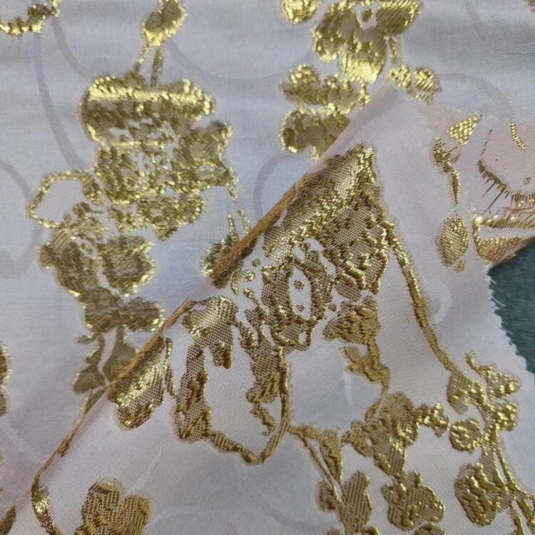 Blóma Viskósu málm Jacquard dúkur