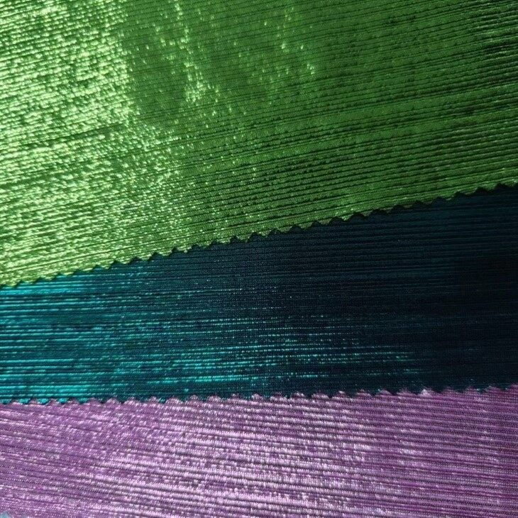different color foil rib knit fabric