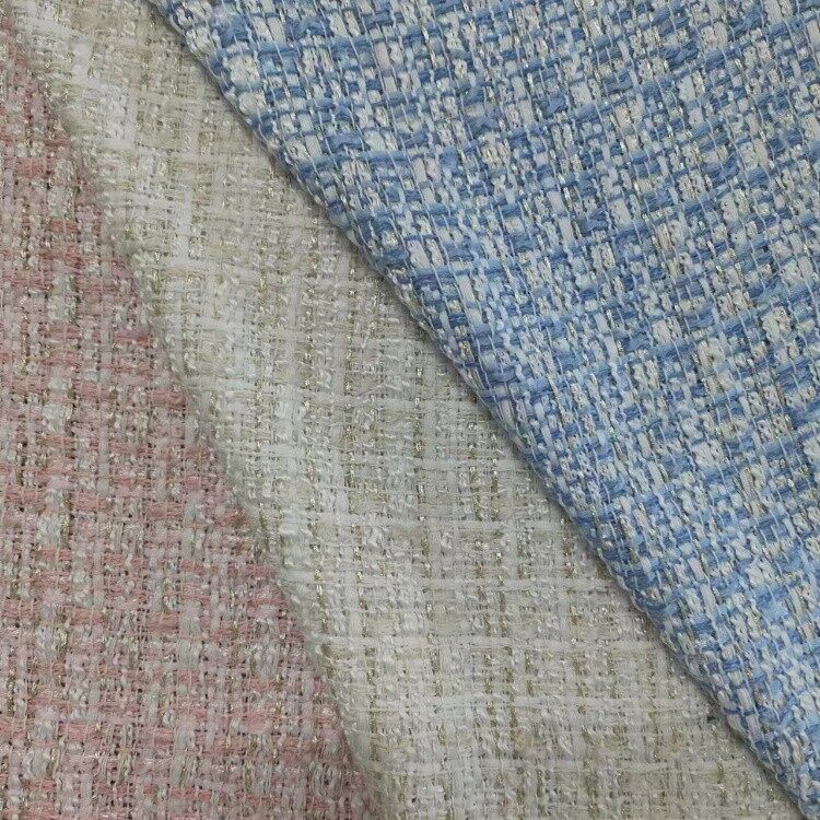 gold thread woven tweed mixed color fabric 3