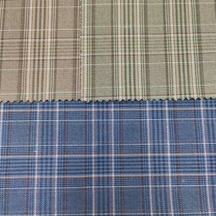 Grey And White Check Poly Rayon Stretch Fabric