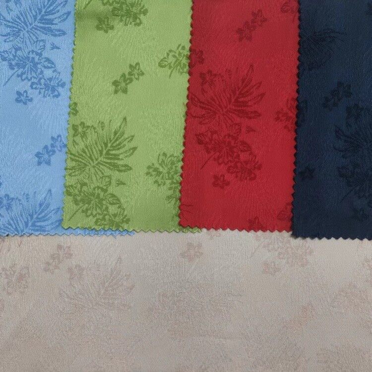 leaf jacquard poly satin fabric