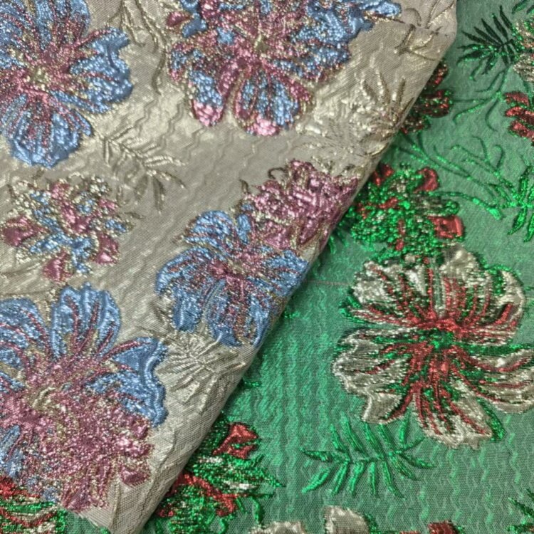 Metalik floral poly Jacquard twal