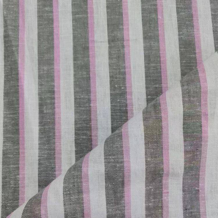 Mitmevärviline triibuline linane puuvillane kangas