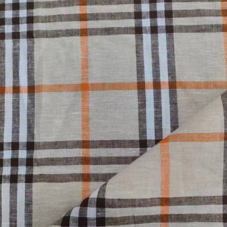 Tissu en lin et coton à carreaux multicolores