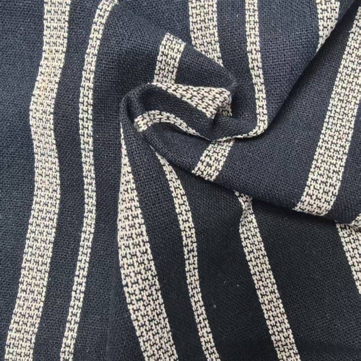 Navy Striped Cotton Poly Yarn Dyed Fabric