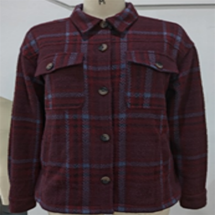 Red And Blue Check Overcoat Knitted Fabric 5