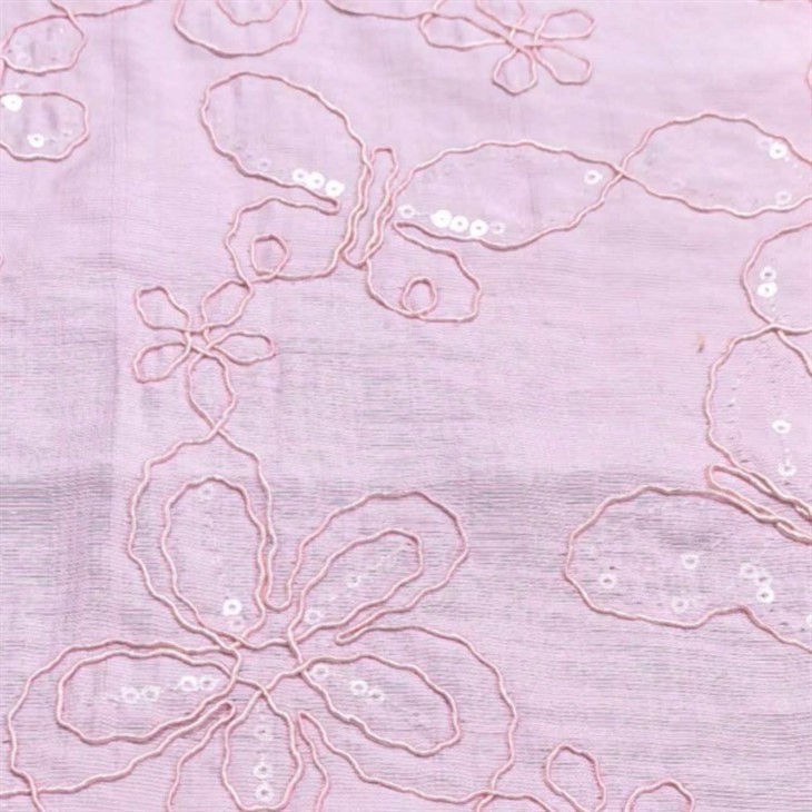 Pink Embroidered Fabric With Sequin suppliers