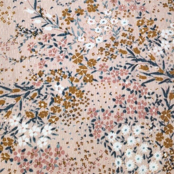 Pink Rayon Floral Print Fabric