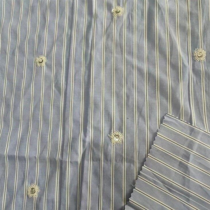 blue TC sequin embroidery fabric