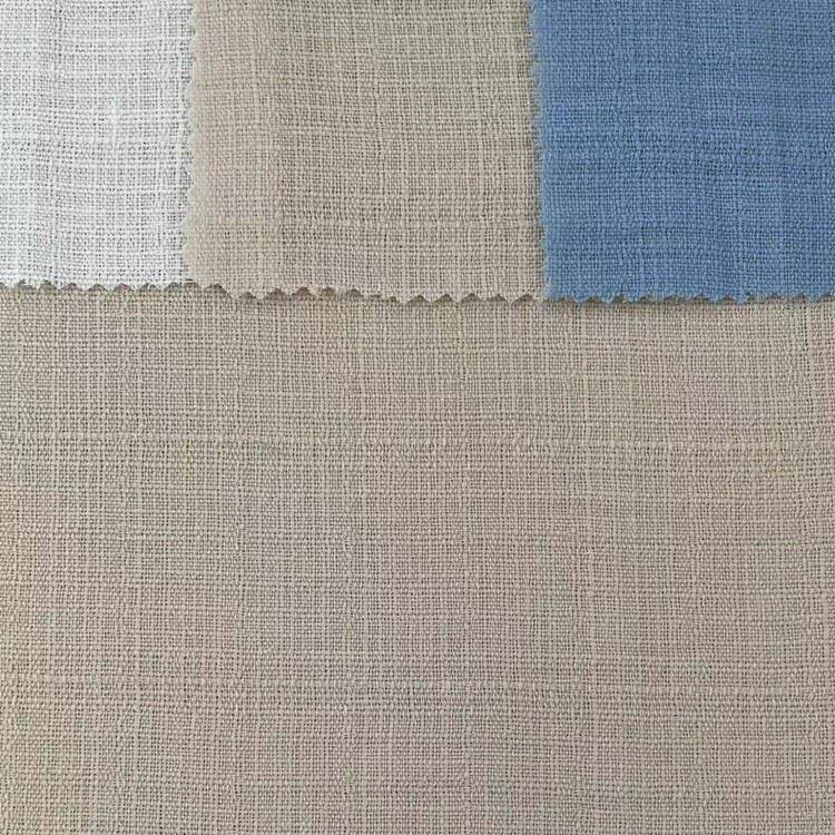 poly imitation linen solid check fabric 2