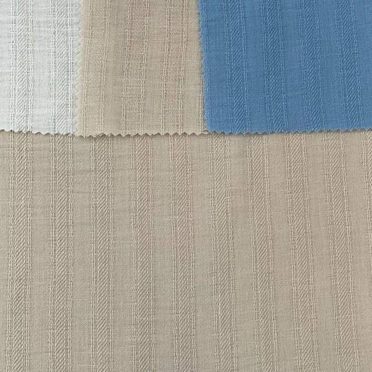 poly imitation linen solid stripe fabric 2